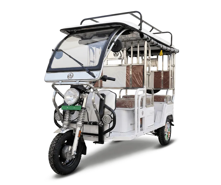 AJ Electric white passenger e-rickshaw